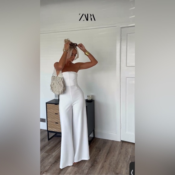 ZARA STRAPLESS LONG JUMPSUIT - Picture 9 of 15